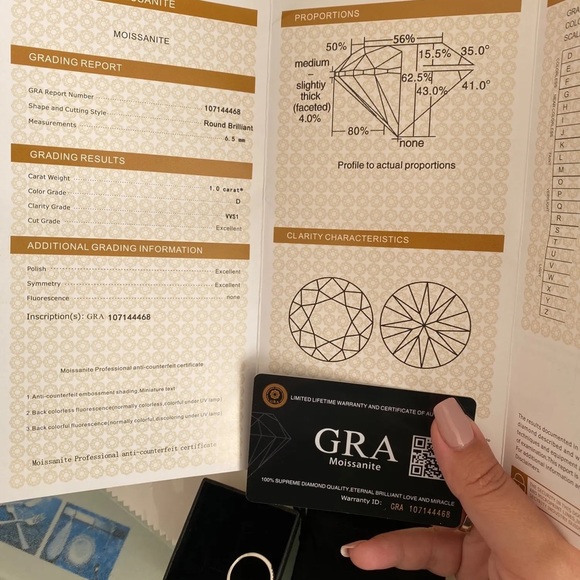 Certified 1 Ct D Color Moissanite Ring For Engagement/Wedding Ring S925 💍 NEW - Picture 5 of 9